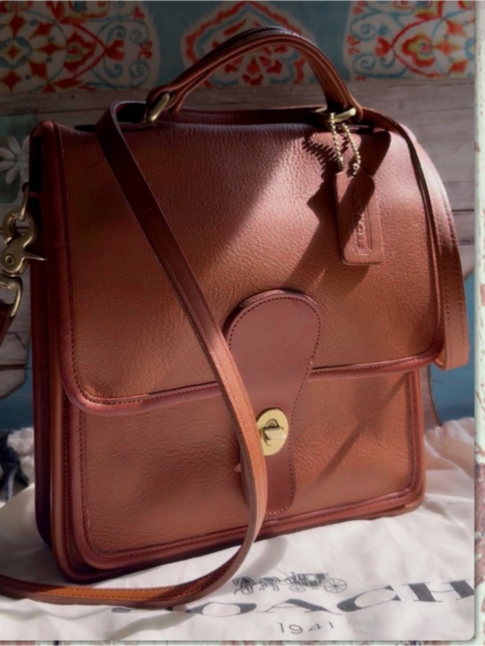 VINTAGE COACH BRITISH TAN LEATHER STATION BAG 5130